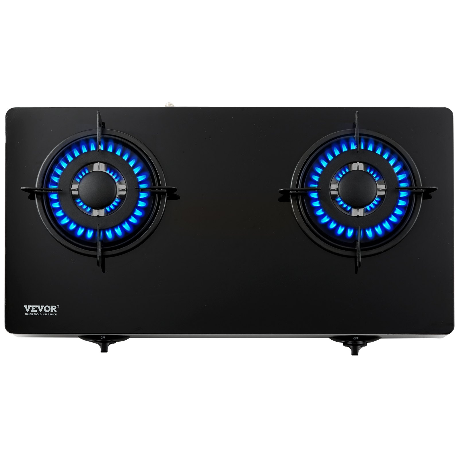 VEVOR 28-inch Gas Cooktop, 2 Burners Gas Stove Top, Max 10100BTU Tempered Glass Countertop Natural Gas Hob, with Pulse Electronic Ignition for Camping, RV, Outdoor Kitchen, Small Apartment