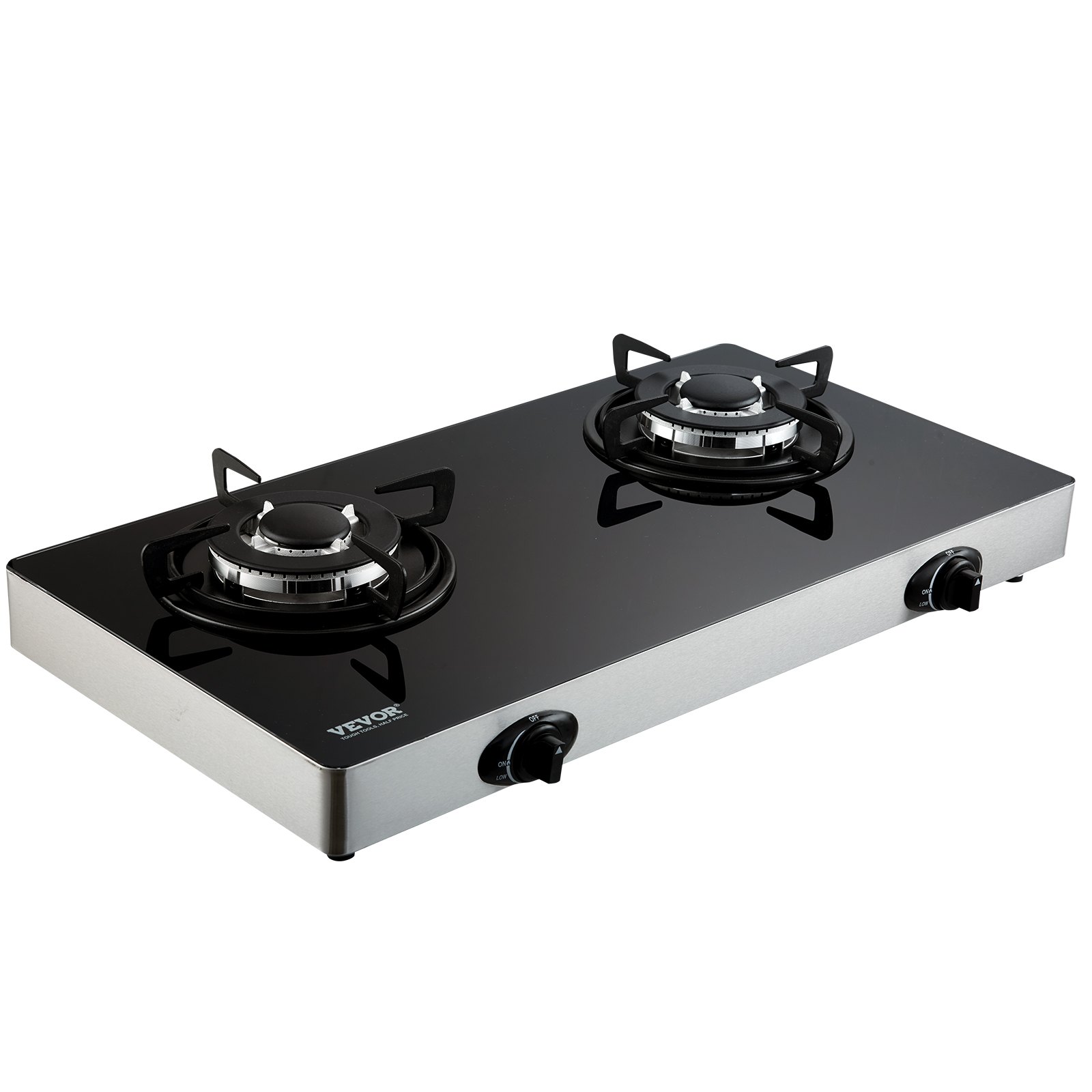 VEVOR 28-inch Gas Cooktop, 2 Burners Gas Stove Top, Max 10100BTU Tempered Glass Countertop Natural Gas Hob, with Pulse Electronic Ignition for Camping, RV, Outdoor Kitchen, Small Apartment