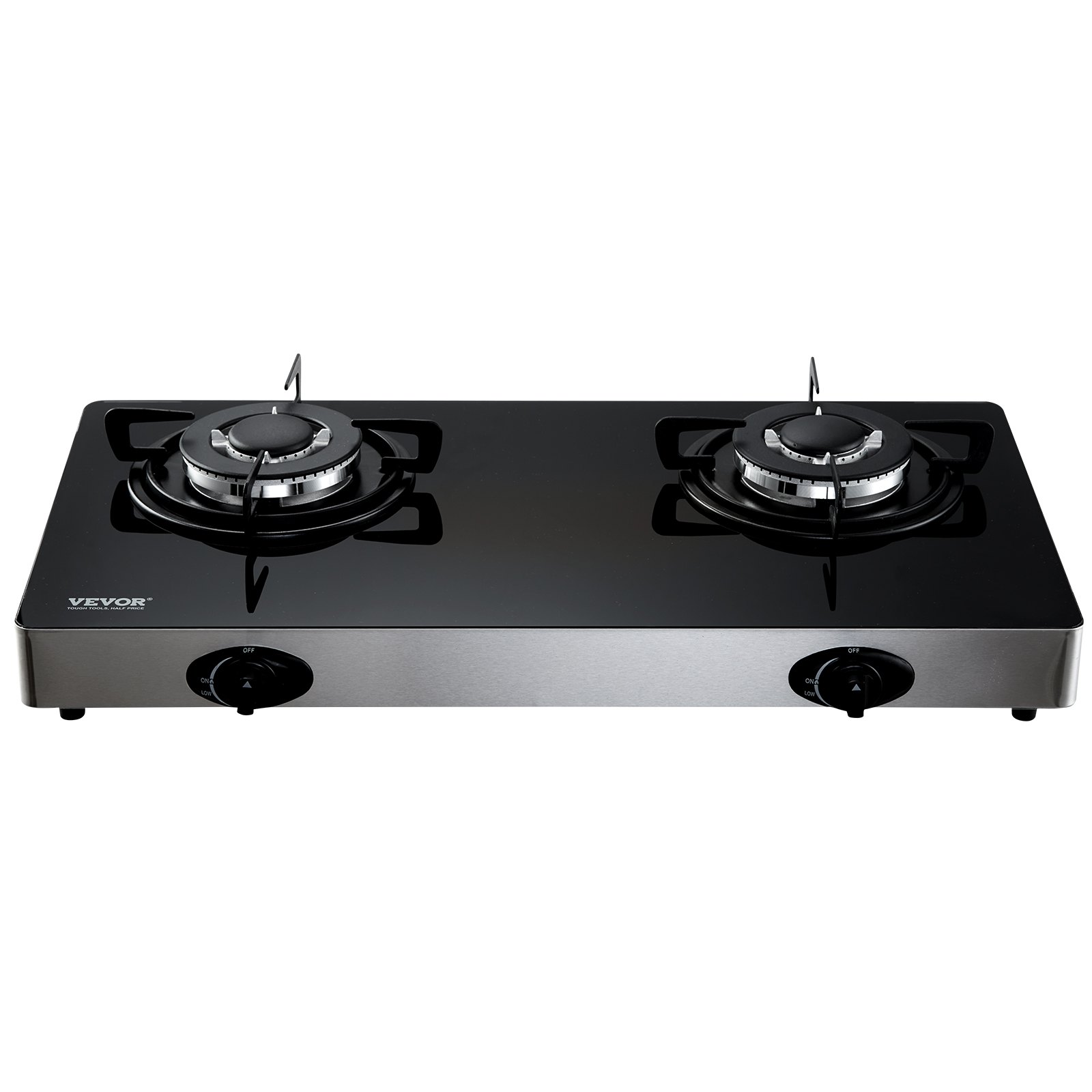 VEVOR 28-inch Gas Cooktop, 2 Burners Gas Stove Top, Max 10100BTU Tempered Glass Countertop Natural Gas Hob, with Pulse Electronic Ignition for Camping, RV, Outdoor Kitchen, Small Apartment