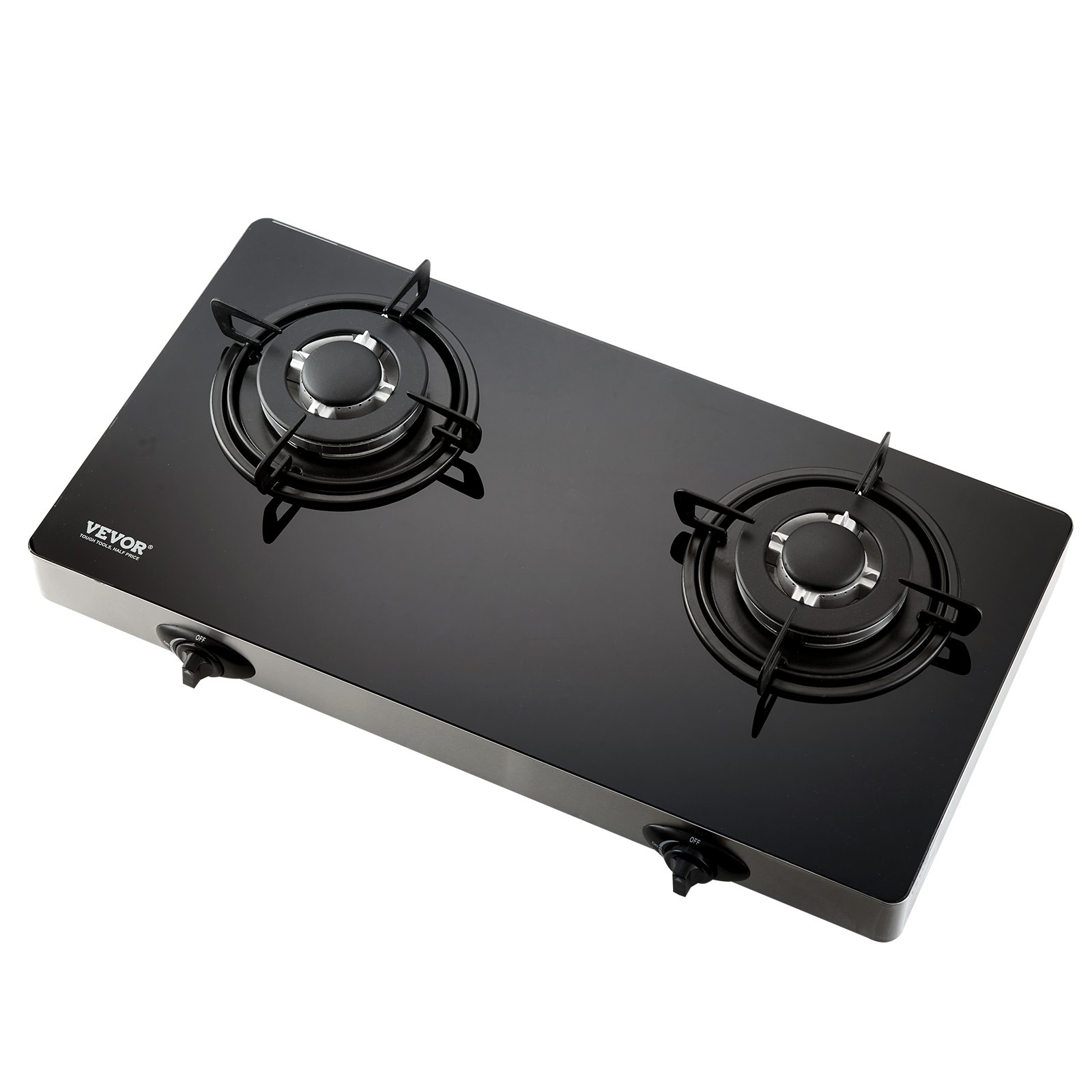 VEVOR 28-inch Gas Cooktop, 2 Burners Gas Stove Top, Max 10100BTU Tempered Glass Countertop Natural Gas Hob, with Pulse Electronic Ignition for Camping, RV, Outdoor Kitchen, Small Apartment
