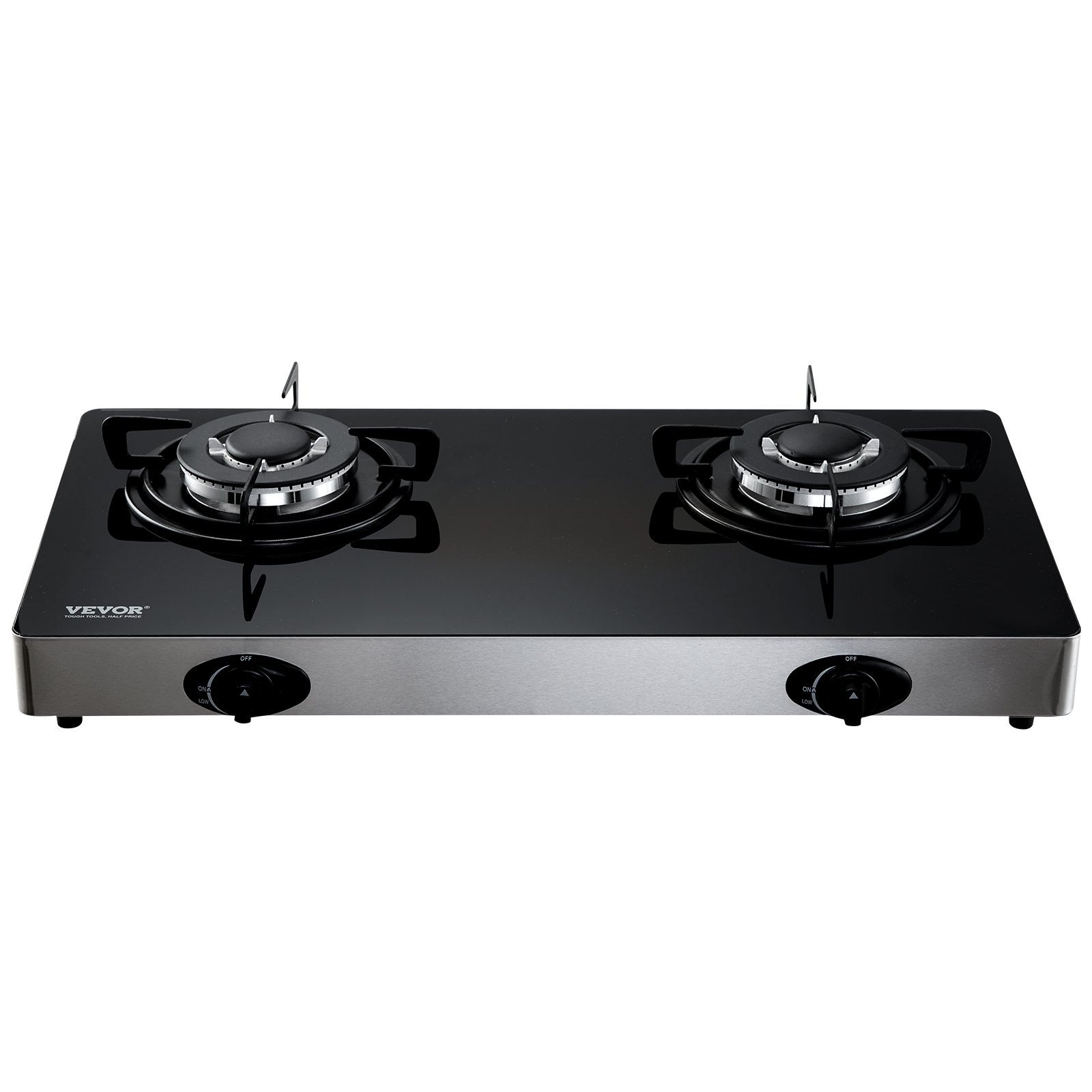 VEVOR 28-inch Gas Cooktop, 2 Burners Gas Stove Top, Max 10100BTU Tempered Glass Countertop Natural Gas Hob, with Pulse Electronic Ignition for Camping, RV, Outdoor Kitchen, Small Apartment