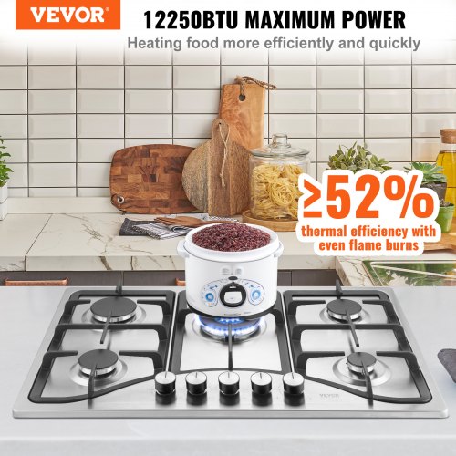 VEVOR Gas Cooktop 30 inch, Max 12250BTU Burners Built-in