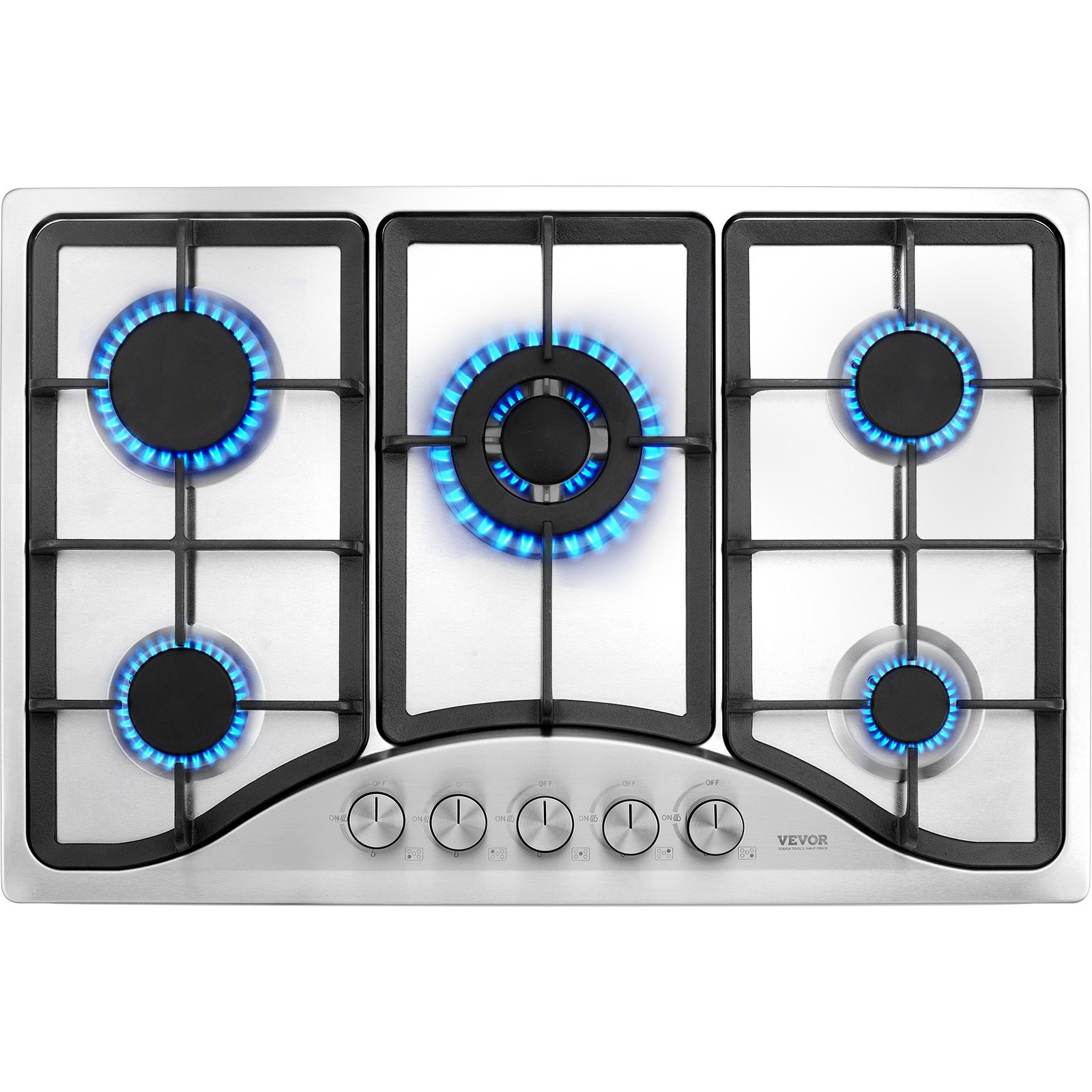 Gas Cooktop 30 inch, Max 12250BTU 5 Burners Built-in Stainless Steel Gas Stove Top, LPG/NG Convertible Dual Fuel Natural Gas Hob with Thermocouple Protection Gas Cooktop 30 inch, Max 12250BTU 5 Burners Built-in Stainless Steel Gas Stove Top, LPG/NG Convertible Dual Fuel Natural Gas Hob with Thermocouple Protection