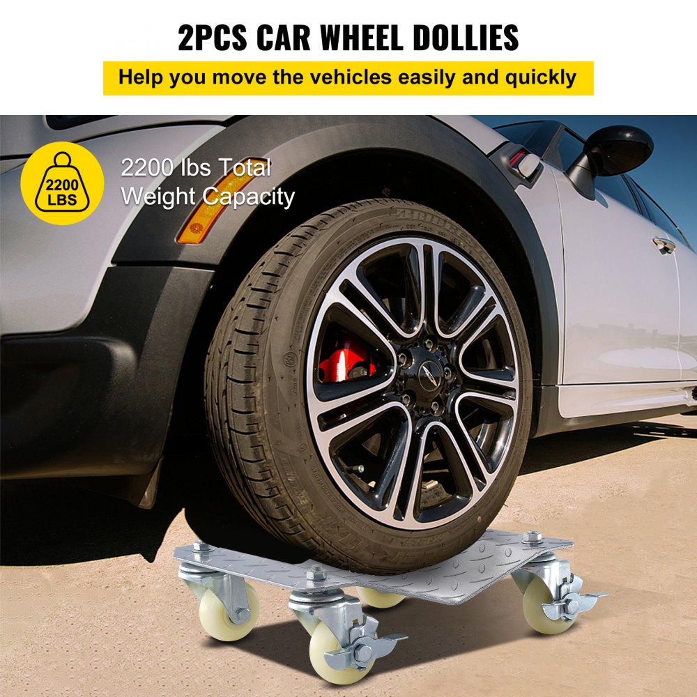 VEVOR VEVOR 2Pcs Tire Wheel Dollies, 1500Lbs/680KG Tire Skates Wheel Car  Van Positioning Dolly Trolley Ball Bearings Recovery Jack Auto Repair  Moving
