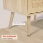 VEVOR Rattan Nightstand, Boho Bedside Table with 2 Drawers, Rattan End Table Nightstand with Solid Wood Legs, Rattan Bedside Table with Charging Station, for Bedroom, Study & Living Room