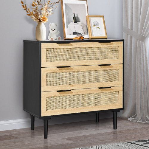 VEVOR 3 Drawer Rattan Dresser, Natural Rattan Closet Dresser with 3 Drawers, Modern Wood Chest Clothing VEVOR 3 Drawer Rattan Dresser, Natural Rattan Closet Dresser with 3 Drawers, Modern Wood Chest Clothing