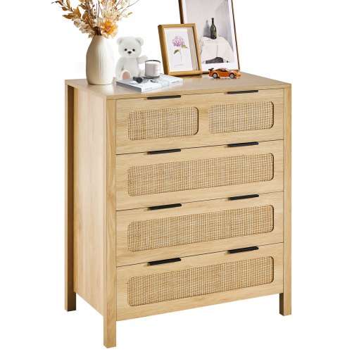 VEVOR 4 Drawer Rattan Dresser, Boho Dresser, Rattan Chest of Drawers with Spacious Storage, Natural Rattan Dresser for Bedroom, Living Room & Hallway,Rattan Nightstand with Sturdy Handles&Legs, Brown | VEVOR US VEVOR 4 Drawer Rattan Dresser, Boho Dresser, Rattan Chest of Drawers with Spacious Storage, Natural Rattan Dresser for Bedroom, Living Room & Hallway,Rattan Nightstand with Sturdy Handles&Legs, Brown | VEVOR US