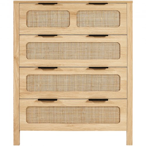 VEVOR 4 Drawer Rattan Dresser Boho Chest Of Drawers Natural Brown With Sturdy Handles And Legs For Bedroom Living Room Hallway VEVOR 4 Drawer Rattan Dresser Boho Chest Of Drawers Natural Brown With Sturdy Handles And Legs For Bedroom Living Room Hallway
