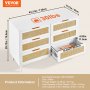 VEVOR Rattan Drawer Dresser Natural Rattan Closet Dresser 6 Drawers for bedroom