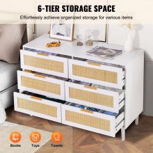 VEVOR Rattan Drawer Dresser Natural Rattan Closet Dresser 6 Drawers for bedroom