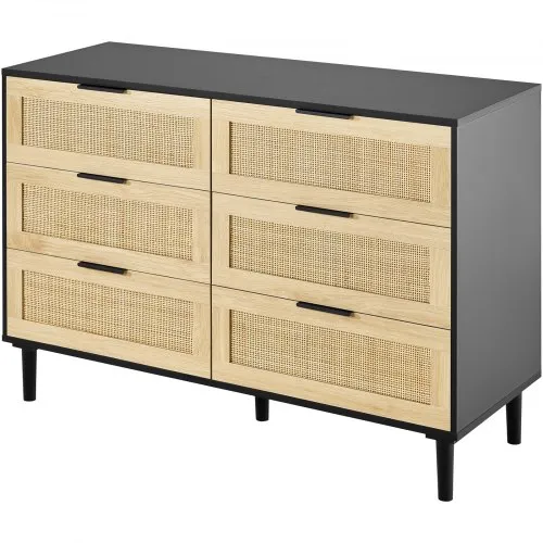 VEVOR 6 Drawer Rattan Dresser, Natural Rattan Closet Dresser with 6 Drawers, Modern Wood Chest Clothing VEVOR 6 Drawer Rattan Dresser, Natural Rattan Closet Dresser with 6 Drawers, Modern Wood Chest Clothing