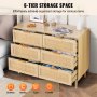 VEVOR Rattan Drawer Dresser Natural Rattan Closet Dresser 6 Drawers for bedroom