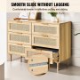 Συρταριέρα VEVOR Rattan Dresser Natural Rattan Closet Dresser 6 Συρτάρια για υπνοδωμάτιο