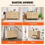 Συρταριέρα VEVOR Rattan Dresser Natural Rattan Closet Dresser 6 Συρτάρια για υπνοδωμάτιο