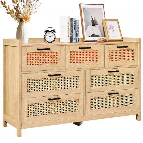 light wood boho dresser Boho Seagrass 3-Drawer Dresser Light Brown