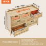 Συρταριέρα VEVOR Rattan Dresser Natural Rattan Closet Dresser 7 Συρτάρια για υπνοδωμάτιο