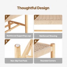 VEVOR Rattan Bench, 47.6" Wooden Rattan Bench with Shoe Storage, Entryway Bench with Oak Wood Legs, Solid Wood Boho Bench with Hand Woven Rattan, for Entryway, Bedroom, Living Room, Kitchen