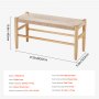 VEVOR Rattan Bench, 31.5" Wooden Rattan Bench, Entrywway Bench with Oak Wood Legs, Bedroom End of Bed Boho Bench with Hand Woven Rattan, for Living Room, Kitchen