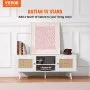 VEVOR Rattan TV Stand, Boho TV Cabinet for 55 inch TV, Mid Century Modern TV Stand, Rattan TV Console with Adjustable Shelfs for  Living Room, Media Room, White