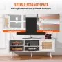 VEVOR Rattan TV Stand, Boho TV Cabinet for 55 inch TV, Mid Century Modern TV Stand, Rattan TV Console with Adjustable Shelfs for  Living Room, Media Room, White
