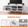 VEVOR Rattan TV Stand, Boho TV Cabinet for 55 inch TV, Mid Century Modern TV Stand, Rattan TV Console with Adjustable Shelfs for  Living Room, Media Room, White