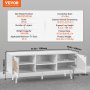 VEVOR Rattan TV Stand, Boho TV Cabinet for 55 inch TV, Mid Century Modern TV Stand, Rattan TV Console with Adjustable Shelfs for  Living Room, Media Room, White