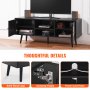 VEVOR Rattan TV Stand, Boho TV Cabinet for 55 inch TV, Mid Century Modern TV Stand, Rattan TV Console with Adjustable Shelfs for  Living Room, Media Room, Black
