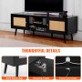 VEVOR Rattan TV Stand for 65" TV Boho TV Stand with Build-in Socket Black