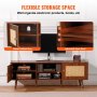 VEVOR rattan tv stand with adjustable shelves, rattan cabinet doors, and ample storage for electronics.