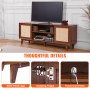 VEVOR Rattan TV Stand for 75" TV Boho TV Stand with Build-in Socket Walnut