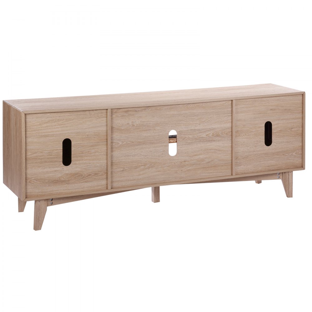 VEVOR Rattan-TV-Ständer 191cm Fernseher Boho-TV-Schrank Fernsehschrank Eiche