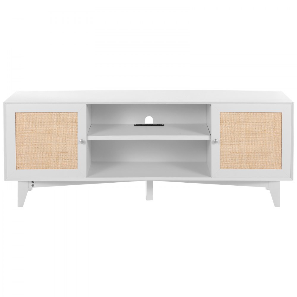 VEVOR Rattan TV Stand 191cm TV Boho TV Cabinet White TV Cabinet