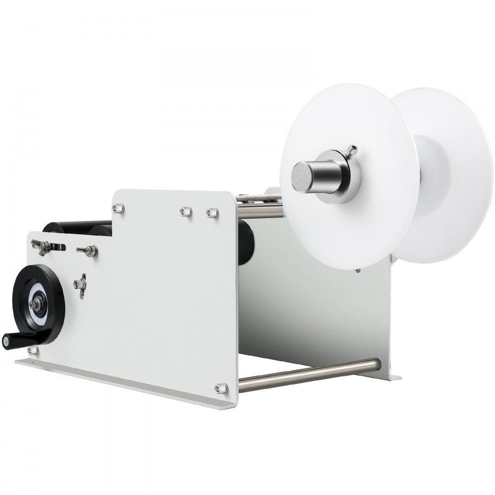 VEVOR Manual Round Bottle Labeling Machine, 10-30 pcs/min Bottle Labeling Machine, White Manual Labeling Machine for Width 1-5 Inch Length 1-10 Inch Label for PET, Plastic, Glass, and Metal Bottle