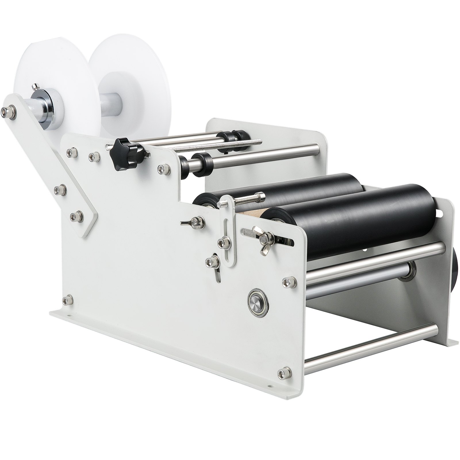 VEVOR Manual Round Bottle Labeling Machine, 10-30 pcs/min Bottle Labeling Machine, White Manual Labeling Machine for Width 1-5 Inch Length 1-10 Inch Label for PET, Plastic, Glass, and Metal Bottle