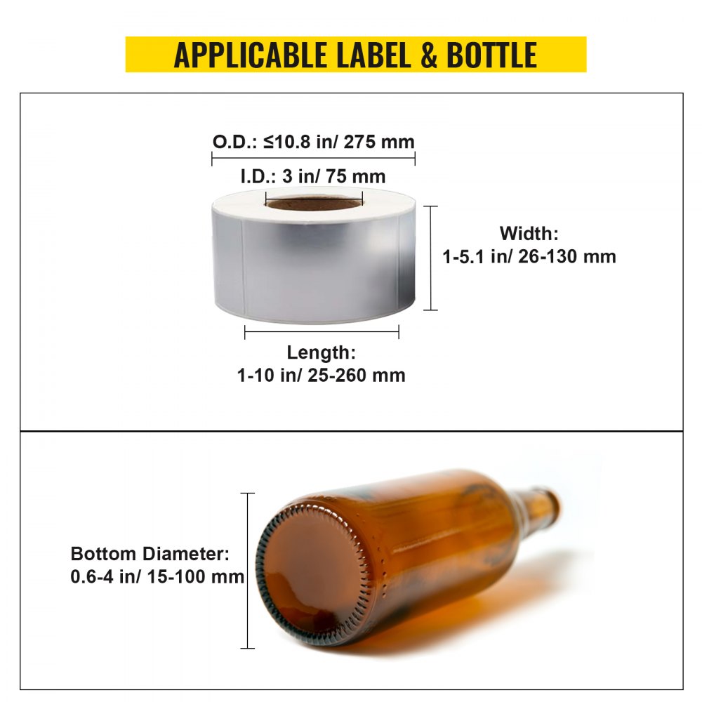 Vevor Manual Round Bottle Labeling Machine Label Applicator 10-30pcs/min Black