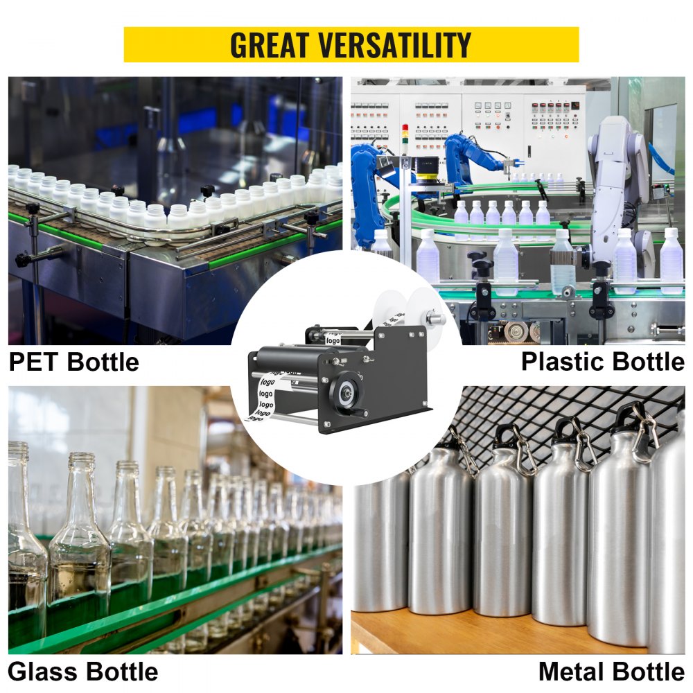 Vevor Manual Round Bottle Labeling Machine Label Applicator 10-30pcs/min Black