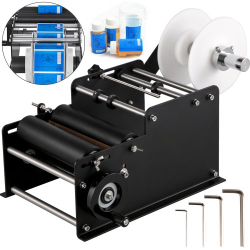VEVOR MT-30 Round Bottle Labeling Machine, Manual Label Applicator, 20-40 pcs/min, Bottle Label Applicator Machine 26-130 mm Label Width, Beer Bottle Labeler for Round Bottles