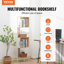 VEVOR Rattan Corner Bookshelf 5-Tier Bamboo Ladder Narrow Shelf Wall Corner Rack