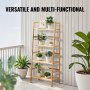 VEVOR Bamboo Bookshelf 4 Tiers Bamboo Ladder Bookshelf Trapezoid Storage Rack