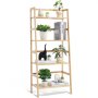 VEVOR Bamboo Bookshelf 4 Tiers Bamboo Ladder Bookshelf Trapezoid Storage Rack