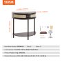 VEVOR Half-moon Rattan Console Table 2 Storage Drawers Rattan Sliding Door Black