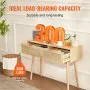 VEVOR Rattan Console Table with 2 Storage Drawers Rattan Sliding Door Natural