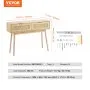 VEVOR Rattan Console Table with 2 Storage Drawers, Rattan Entryway Table with Natural Rattan Sliding Door, Console Sofa Table for Living Room, Study, Entryway Or TV Wall, Natural