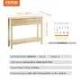 VEVOR Rattan Console Table with 2 Storage Drawers, Rattan Entryway Table with Natural Rattan Sliding Door, Console Sofa Table for Living Room, Study, Entryway Or TV Wall, Natural