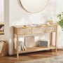 VEVOR Rattan Console Table with 3 Storage Drawers Rattan Sliding Door Natural