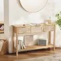 VEVOR Rattan Console Table with 3 Storage Drawers Rattan Sliding Door Natural