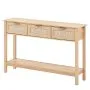 VEVOR Rattan Console Table with 3 Storage Drawers, Rattan Entryway Table with Natural Rattan Sliding Door, Console Sofa Table for Living Room, Study, Entryway Or TV Wall, Natural
