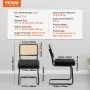 VEVOR Rattan Chairs, Set of 2, Mid Century Modern Dining Chair, Upholstered Velvet Accent Chair with Rattan Back, Retro Dining Room Kitchen Chair for Living Room, Bedroom, Reading Room, Office, Black