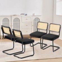 VEVOR Juego de 4 sillas de comedor de ratán, silla de comedor moderna de mediados de siglo, silla tapizada de terciopelo con respaldo de ratán, silla de cocina retro para sala de estar, dormitorio, oficina (18,1 pulgadas)