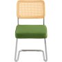 VEVOR Rattan Chairs, Set of 2, Mid Century Modern Dining Chair, Upholstered Velvet Accent Chair with Rattan Back, Retro Dining Room Kitchen Chair for Living Room, Bedroom, Reading Room, Office, Green
